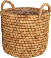 Seegraskorb geflochten mit Henkeln rund 36x35 cm foliert