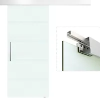 HOMCOM Szklane drzwi przesuwne Drzwi przesuwne Drzwi pokojowe z uchwytem jednostronnie satynowane z listwami 900 x 2050 mm