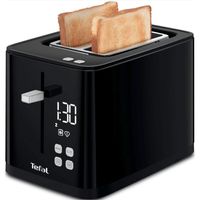 Tefal TT640810 Smart & Light 2-Schlitz-Toaster, variable Breite, automatisches Zentrierung, digitales Display, 7-Stufen, 2-Favoriten-Tasten, 4-Funktionstasten, schwarz, 850 Watt