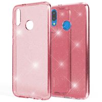 NALIA Glitter Hülle kompatibel mit Huawei P20 Lite, Glitzer Handyhülle Ultra-Slim Silikon Case Cover Schutzhülle, Bling Handy-Tasche Bumper, Dünnes Strass Smart-Phone Backcover, Farbe:Pink
