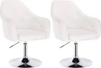 WOLTU 2er Set Barsessel Loungesessel mit Arm- und Rückenlehne, stufenlose Höhenverstellung, drehbar, Kunstleder, Weiß