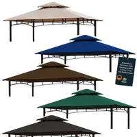 freigarten.de Ersatzdach für Pavillon Grill 2.4[m] x 1.5[m] Meter  Pavillon Wasserdicht Material: Panama PCV Soft 370g/m² extra stark Modell 11 (Cappuccino)