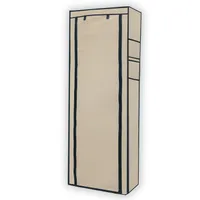 Intirilife Faltschrank 170x58x28 cm in CREME BEIGE - Mit Reißverschluss Stoffschrank Kleiderschrank Schuhregal mit 9 Ablagefächern - Camping Steckschrank Textil Garderobe