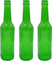 3er- Set: Bruchglas-Bierflaschen aus Isomalt-Zucker (CrashGlass | Stuntglas) -grün