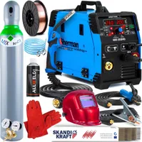 Sherman MIG 200HD - Vollsynergisches 200A MIG MAG Schutzgasschweißgerät mit Fülldraht, Lift-WIG, MMA und Lötschweißen - Set Professional-Plus