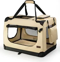 lionto Hundetransportbox Hundetasche Hundebox faltbare Kleintiertasche, (S) 50x34x36 cm beige