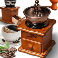 Keramický mlynček na kávu Ručný mlynček na kávu z tvrdého dreva Ručný mlynček na kávu Keramický kužeľový mlynček Ručné mletie Nostalgia Design Nerezová oceľ Retoo