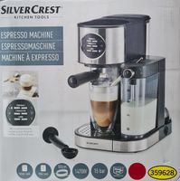 SILVERCREST SEMM 1470 A2 Espressomaschine mit Milchaufschäumer, für Kaffeepulver - Schwarz