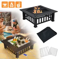 LZQ 81x81x45cm Multifunkčná miska na oheň Fire Pit Gril Kôš na oheň s roštom na grilovanie Ochrana proti iskrám na grilovanie, vykurovanie, záhradu