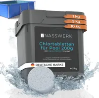 Langzeit Chlortabletten 200g für Pool – langsam löslich 5  kg | Nasswerk Tabs