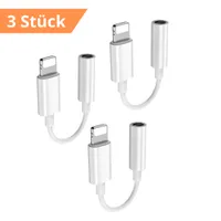 3x Hochwertiges 3,5mm Klinken Audioadapter für Apple iPhone/iPad/iPod / X / Xs / Xr / 11 / 12 / 13 / 14 / Pro / Max