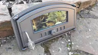 Pizzaofentür Premium 490x280 Backofentür aus Gusseisen mit Glas /Recht/