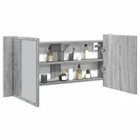 Szafka z lustrem LED szara Sonoma 100x12x45 cm