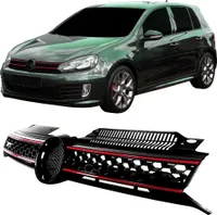 Sportowa kratka chłodnicy o strukturze plastra miodu w kolorze czarno-czerwonym do VW Golf 6 VI GTI 08-12 (tylko GTI)
