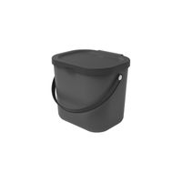 Rotho Albula Biomülleimer 6l mit Deckel für die Küche, Kunststoff (PP) BPA-frei, anthrazit, 6l (23.5 x 20.0 x 20.8 cm)