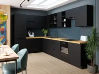 L-Küchen 360 × 210 cm Küchenblock Ohne E-Geräten, SIENA K61-M360 Schwarz/Matt