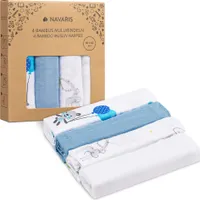 Navaris Baby Mullwindel Set - 4x Mulltuch zum Stillen Pucken Wickeln - 80x80cm Pucktuch Spucktuch - Stilltuch aus Viskose und Baumwolle