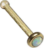 viva-adorno 0,8mm Nasen Stecker Nasenpiercing Messing Vintage Antik Style Schmuckstein verschiedene Desgins Z493.D6 Opal weiß