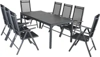 CASARIA® Gartenmöbel Set 8 Stühle mit WPC Tisch 180x80cm Aluminium Sicherheitsglas Wetterfest Klappbar Modern Terrasse Balkon Möbel Sitzgruppe Garnitur Bern