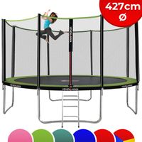 Trampolin - mit Sicherheitsnetz, Leiter, Randabdeckung, 180 244 305 366 427cm, Farbwahl - Outdoor Indoor Gartentrampolin Farbe: Limonengrün Größe: Ø 427 cm