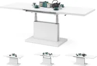 All4All Couchtisch Asti , Kaffeetisch , Wohnzimmertisch , Höhenverstellbar , mit Einlegeplatten , Ausziehbar , Sofatisch , 120x70cm , Weiß