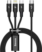 Kabel USB 3w1 Baseus Rapid Series, micro USB / Lightning / USB-C, 20W, 1.5m (czarny)