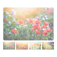 Tischset abwaschbar 43x28cm Wiese mit Blumen Motiv 1 Stück sortiert