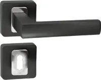 DOMINO Türgriff Drückergarnitur BB-Buntbart Set | quadratische Rosette | Türklinke für Zimmertür, Bürotür, Kellertür & Innentür | Türbeschläge aus Aluminium  |  Chrom/Anthrazit |MAFF QR M6/ANTHRAZIT