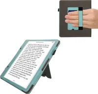 kwmobile Hülle kompatibel mit Amazon Kindle Scribe (2024) Hülle - Flip Case mit Handschlaufe - Kunstleder Cover - Mintgrün Dunkelgrau
