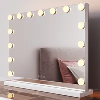 SONNI Kosmetikspiegel 58x45,5cm mit led beleuchtung, 3 Farbe Licht, Einstellbare Helligkeit, Schminkspiegel mit Touch- und Speicherfunktion