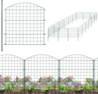 Zaun Gartenzaun Steckzaun Teichzaun für Garten Teich 18 Zaunelemente 78 cm hoch Metall Hundezaun Gitterzaun Oberbogen Grün V2Aox6 x 6cm