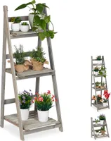 relaxdays Blumentreppe Holz grau