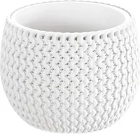 ProsperPlast Nitly Runder Blumentopf mit Splofy-Schale aus Kunststoff in Farbe White (L) x 18 (B) x 13 (H) cm