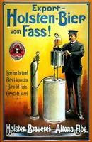 Blechschild Holsten Bier vom Fass Hamburg Schild Fassbier Werbeschild