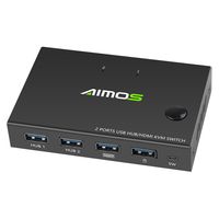 AIMOS AM-KVM201CC 2-Port HDMI KVM-Switch-Unterstuetzung 4K * 2K bei 30 Hz HDMI KVM Switcher Tastatur Maus USB