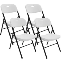 4er Set Klappstuhl Lounge-Sessel Besuchersstuhl Plastik Weiß