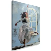 Leinwandbild ballerina-tänzerin 70x100 cm Feeby blau wandbild bereit zum aufhängen