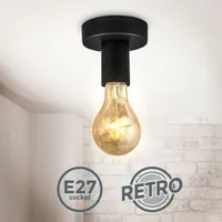 B.K.Licht retro stropní bodové vintage nástěnné svítidlo předsíňová lampa E27 kovová černá