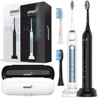 OMEO | Schallzahnbürsten Set +365 Classic - Schwarz & Weiß - 2 x mit 4 Aufsätzen - Hygienisch & Effektiv