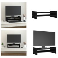 vidaXL Monitorständer Schwarz 50x27x15 cm Massivholz Kiefer - Monitorständer - Bildschirmständer - Tastaturständer - Monitorerhöhung