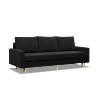 BLANK - Sofa 3-Sitzer  mit Schlaffunktion, Wendekissen, Bettkasten, Schwarz