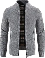 Mofut  Strickjacken für Herren Cardigan Herren  Pullover Strickjacke mit Reissverschluss Stehkragen Winter Hellgrau