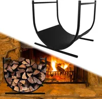 TRMLBE Kaminholzregal Innen Halbrund Holzregal Kaminholz Innen Kaminholzregale Schwarz Metall Gestell Brennholzregal 44x37x40cm Holzlager für Holzscheite Stapelhilfe, Holzbutler