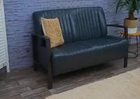 sofa 2-osobowa HWC-H10, sofa 2-osobowa, metal imitujący skórę, industrialny design ~ vintage grey