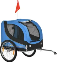 PawHut Hundeanhänger Fahrradanhänger Hundetransporter Hunde Fahrrad Anhänger Blau+Schwarz 130 x 73 x 90 cm