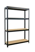 SCHULTE Regalwelt Schwerlastregal mit 4 Holzböden, 180x160x60 cm (HxBxT), Traglast pro Ebene ca. 250 Kg, schwarz-Struktur, Lagerregal, Kellerregal