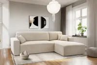 Ecksofa PULA Schlafsofa mit Bettkasten CORD (Beige) - RECHTS