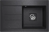 Granitový dřez Vestavný dřez s odkapávačem Qube 1.0 Graphite black left Siphon 10380