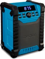 MEDION E65895 Baustellenradio mit Akku (robustes Gehäuse, Tragegriff, Bluetooth, Spritzwassergeschützt (IP54), UKW Radio, AUX) grün