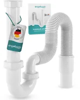 Engelbach Siphon für Küchenspüle mit Flexiblem Ablaufschlauch - ohne Geräteanschluss